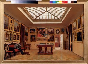 I en biljardhall. Maleri av Alexander Ivanovich Morozov (1835-1904), olje på lerret