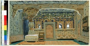 Forberedende sett for operaen The Pskov Maiden av Nicholas Rimsky Korsakov (Rimsky-Korsakov) (1844-1908) ( Scenedesign for operaen Pskov Maiden, av N.Rimsky Korsakov (Rimsky-Korsakov). Verk av Alexander Yakvlevic