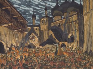 Scenografi for operaen The Maid of Pskov av N. Rimsky-Korsakov av Aleksandr Jakovlevic Golovin