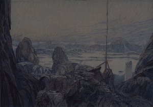 Scenografi til teaterstykket Fruen fra havet av H. Ibsen, 1905 av Aleksandr Jakovlevic Golovin