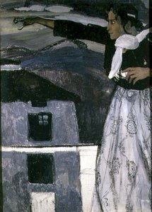 Kvinne i grått (olje på lerret) av Aleksandr Jakovlevic Golovin