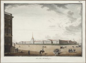 Admiralitetet i St. Petersburg - Alexander Pavlovich Bryullov (1798-1877). Litografi, akvarell