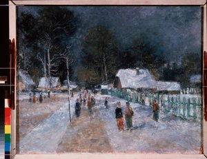 Vinter. Verk av Alexander Vasilyevich Shevchenko (Alexander Shevchenko) (1883-1948), olje på papp
