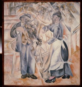 Musikerne. Maleri av Alexander Vasilyevich Shevchenko (Alexander Shevchenko) (1883-1948), olje på lerret