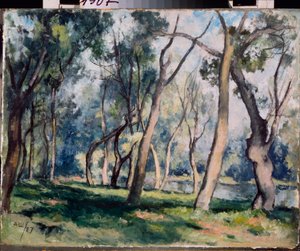 En lund - Verk av Alexander Vasilyevich Shevchenko (Alexander Chevtchenko) (1883-1948), olje på papp