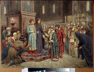 Valg av Michel Romanov til rang som tsar 14. mars av Aleksei Danilovich Kivshenko