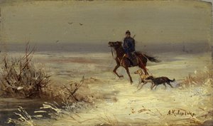 På jakten, andre halvdel av 1800-tallet. av Aleksei Danilovich Kivshenko