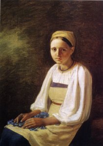 En bondepike med kornblomster, 1820-tallet av Aleksei Gavrilovich Venetsianov