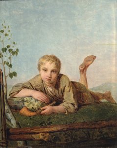 Shepherd Boy with a Pipe, 1820-tallet av Aleksei Gavrilovich Venetsianov