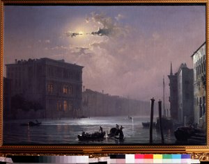 The Grand Canal in Venezia (Italia (The Grand Canal in Venice). Maleri av Alexei Petrovich Bogolyubov (Bogoliubov eller Bogoliubov) (1824-1896). Olje på lerret, etter 1854, 63,8 x 90,5 cm, russisk kunst. State V. Tropinin Museum, Moskva. av Aleksei Petrovich Bogolyubov