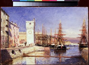 Savona (Savona) (Italia). Maleri av Alexei Petrovich Bogolyubov (Bogoliubov eller Bogolioubov) (1824-1896). Olje på lerret
