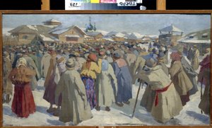 Før en prikhaz, i Moskva (Russland). (Mengen samlet seg foran et administrativt eller juridisk kontor av Aleksey Fyodorovich Afanasiev