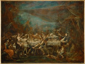 Banquet nuptial de bohemiens - Bryllupsbankett for … av Alessandro (style of) Magnasco