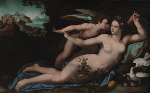 Venus avvæpner Amor av Alessandro Allori