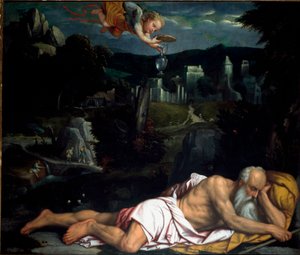 Elie sover Maleri av Alessandro Bonvicino dit il Moretto (1498-1554) Old Cathedral, Brescia