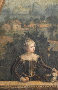 Portrett av en adelskvinne, detalj av Small Room of the Noble Ladies (olje på lerret limt til veggene)
