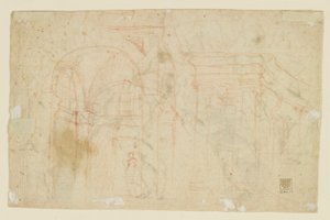 Studier av engler og amoriner (Recto); Arkitektstudier (verso) av Alessandro Casolani