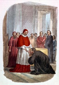 Clement VII (1478 - 1534, Jules de Medicis) aksepterer innvielsen av "Istorie Fiorentine" av Niccolo di Bernardo dei Machiavelli (Nicolas Machiavel