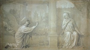Bebudelsen, forberedende tegneserie for Cappella Raffo-fresken på Misericordia-kirkegården, Siena