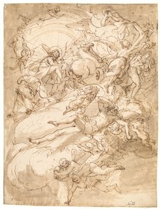 Apollo i sin vogn, design for et takmaleri av Alessandro Gherardini