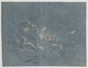 Selene og Endymion, design for et takmaleri av Alessandro Gherardini