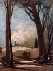Snølandskap med San Luca, maleri av Alessandro Guardassoni (1819-1888), Italia av Alessandro Guardassoni