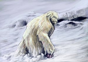 Fantastiske monstre og skapninger, kryptozoologi: representasjon av en yeti eller "avskyelig snømann" antropomorf skapning fra folkloren i Himalaya-regionen (Yeti eller avskyelig snømann er en apelignende kryptid som sies å bebo Himalaya-regionen Ne