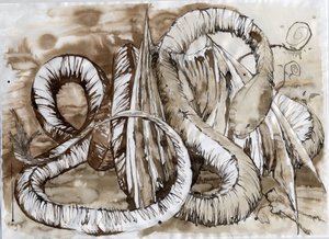 Illustrasjon av et fantastisk og legendarisk dyr: drage med en slangelang kropp. Fargetegning av Alessandro Lonati. av Alessandro Lonati