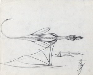 Legendarisk dyr for fantasiillustrasjon: studie for en drage Tegning av Alessandro Lonati av Alessandro Lonati