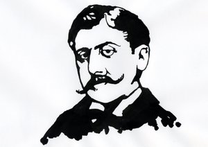 Marcel Proust (blekk på papir) av Alessandro Lonati