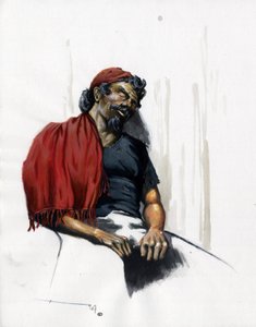 Pirat (privat) eller sovende sjømann. Fargetegning av Alessandro Lonati. av Alessandro Lonati