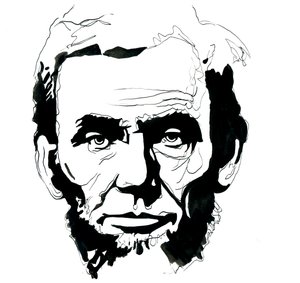 Portrett av Abraham Lincoln (1809-1865) USAs president (Portrett av den amerikanske presidenten Abraham Lincoln) av Alessandro Lonati
