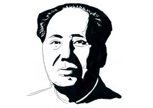 Portrett av kinesisk kommunistisk revolusjonær og grunnleggeren av Folkerepublikken Kina Mao Zedong av Alessandro Lonati