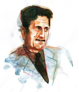 Portrett av den engelske forfatteren og journalisten George Orwell (Portrett av den britiske forfatteren George Orwell) av Alessandro Lonati