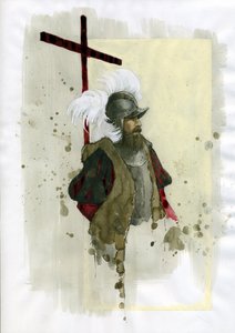 Portrett av Fernand Cortes (Hernan Cortez av Alessandro Lonati