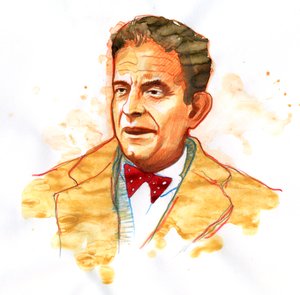 Portrett av den franske psykiateren og psykoanalytikeren Jacques Lacan (1901-1981) (Portrett av den franske psykoanalytikeren og psykiateren Jacques Lacan) av Alessandro Lonati