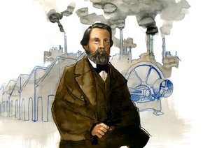 Portrett av Friedrich Engels (1820-1895), tysk sosialistisk teoretiker og politiker av Alessandro Lonati