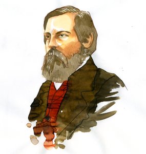 Portrett av Friedrich Engels (1820-1895), tysk sosialistisk teoretiker og politiker av Alessandro Lonati