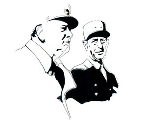 Portrett av general Charles de Gaulle og Winston Churchill av Alessandro Lonati