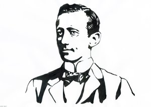 Portrett av Guglielmo Marconi (1874-1937), italiensk fysiker, oppfinner av telegrafen av Alessandro Lonati