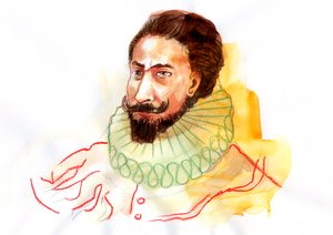 Portrett av Miguel de Cervantes Saavedra (1547-1616) (Portrett av den spanske forfatteren Miguel de Cervantes Saavedra) av Alessandro Lonati