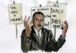 Portrett av pastor Martin Luther King (trykk) av Alessandro Lonati
