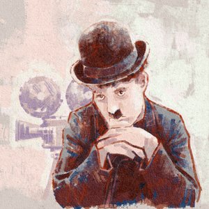 Portrett av skuespiller og regissør Charlie Chaplin (illustrasjon) av Alessandro Lonati