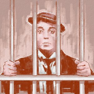 Portrett av regissør og skuespiller Buster Keaton (illustrasjon) av Alessandro Lonati