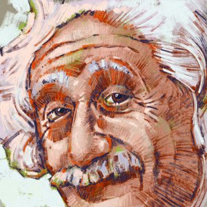 Portrett av vitenskapsmann Albert Einstein (illustrasjon) av Alessandro Lonati