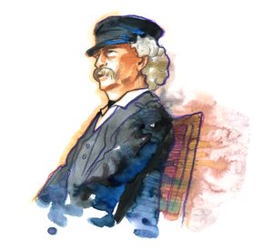 Portrett av den amerikanske forfatteren Mark Twain (1835-1910) av Alessandro Lonati