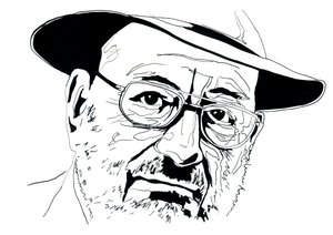 Portrett av den italienske intellektuellen Umberto Eco (1932-2016) av Alessandro Lonati