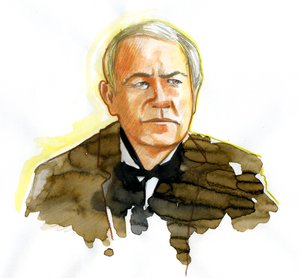 Portrett av fysikeren Thomas Edison (1847-1931) Tegning av Alessandro Lonati