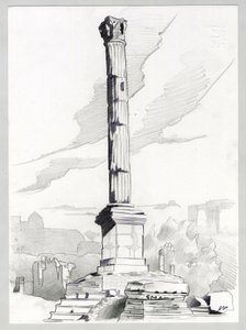 Ruiner av romertiden i Roma, Forum (foro romano) Tegning av Alessandro Lonati. av Alessandro Lonati