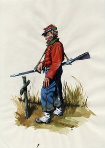 Second Empire (1852-1870): Italiensk forening (Risorgimento), frivillig fra den garibaldianske hæren kjent som "rød skjorte"-kjemper for saken til Giuseppe Garibaldi (1807-1882) i Italia av Alessandro Lonati